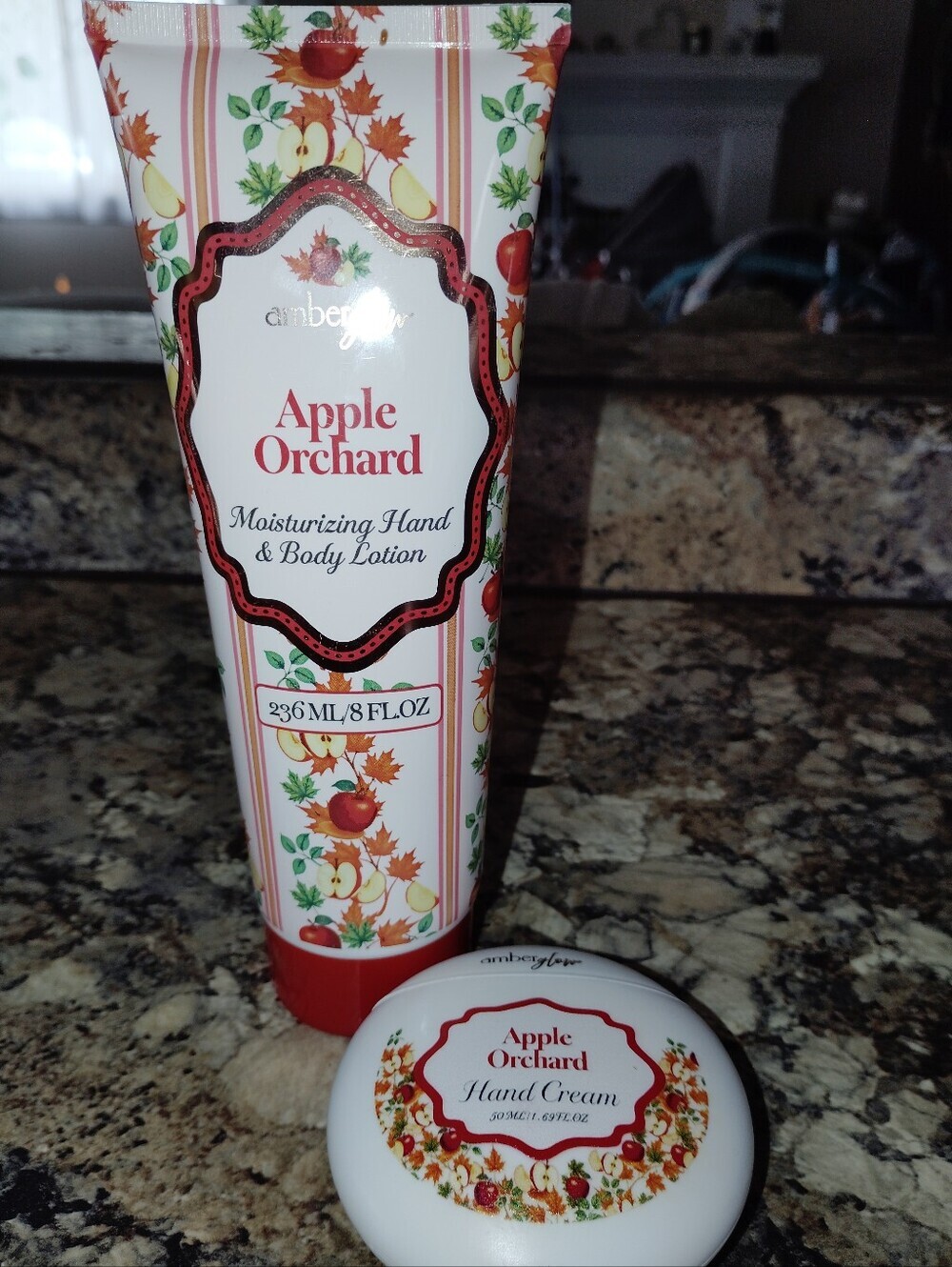 Amber glow apple orchard moisturizing hand and body lotion and hand cream set